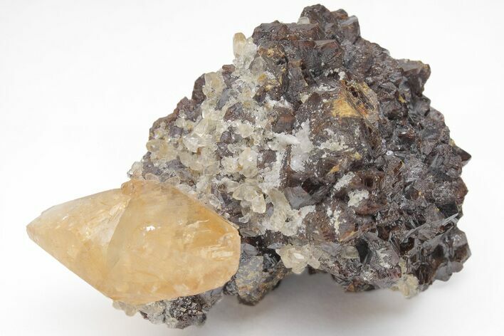 Twinned Calcite Crystal with Sphalerite - Elmwood Mine #209734